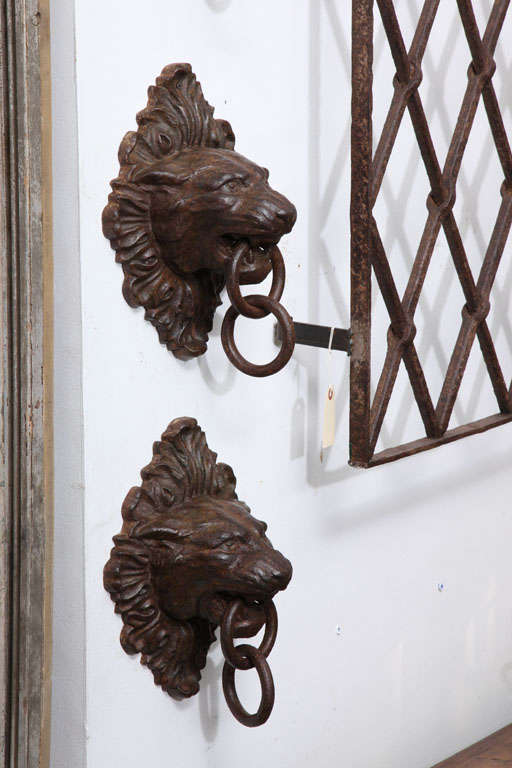 19th C Italian Iron Lions Heads