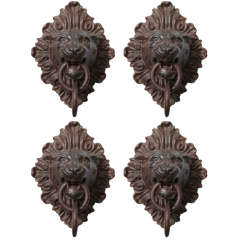 Antique 19th C Italian Iron Lions Heads