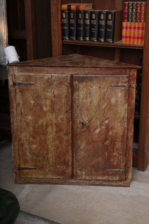 18th C Faux Painted Corner Cupboard