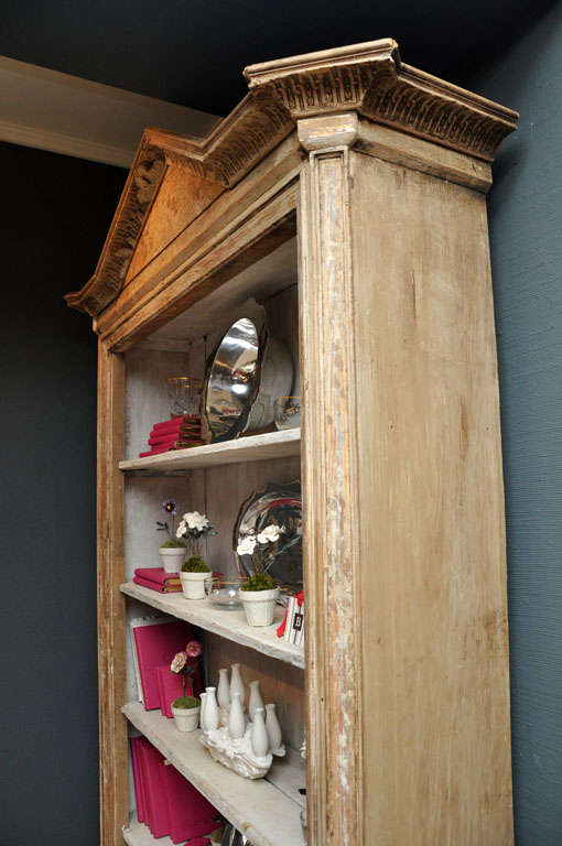Italian Amazing Architectural Pediment Pine Bookcase