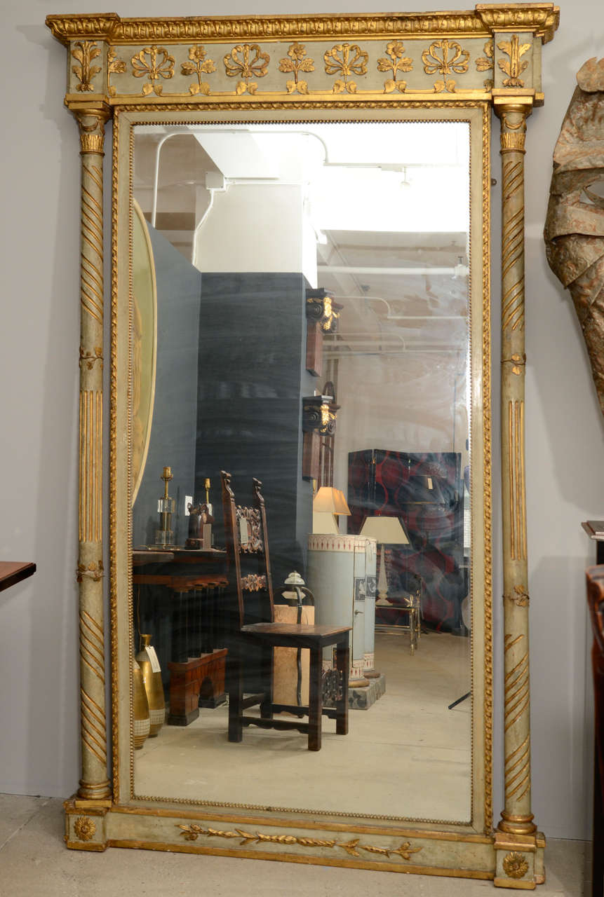 Early 19th Century Carved and Painted Louis XV1 Mirror