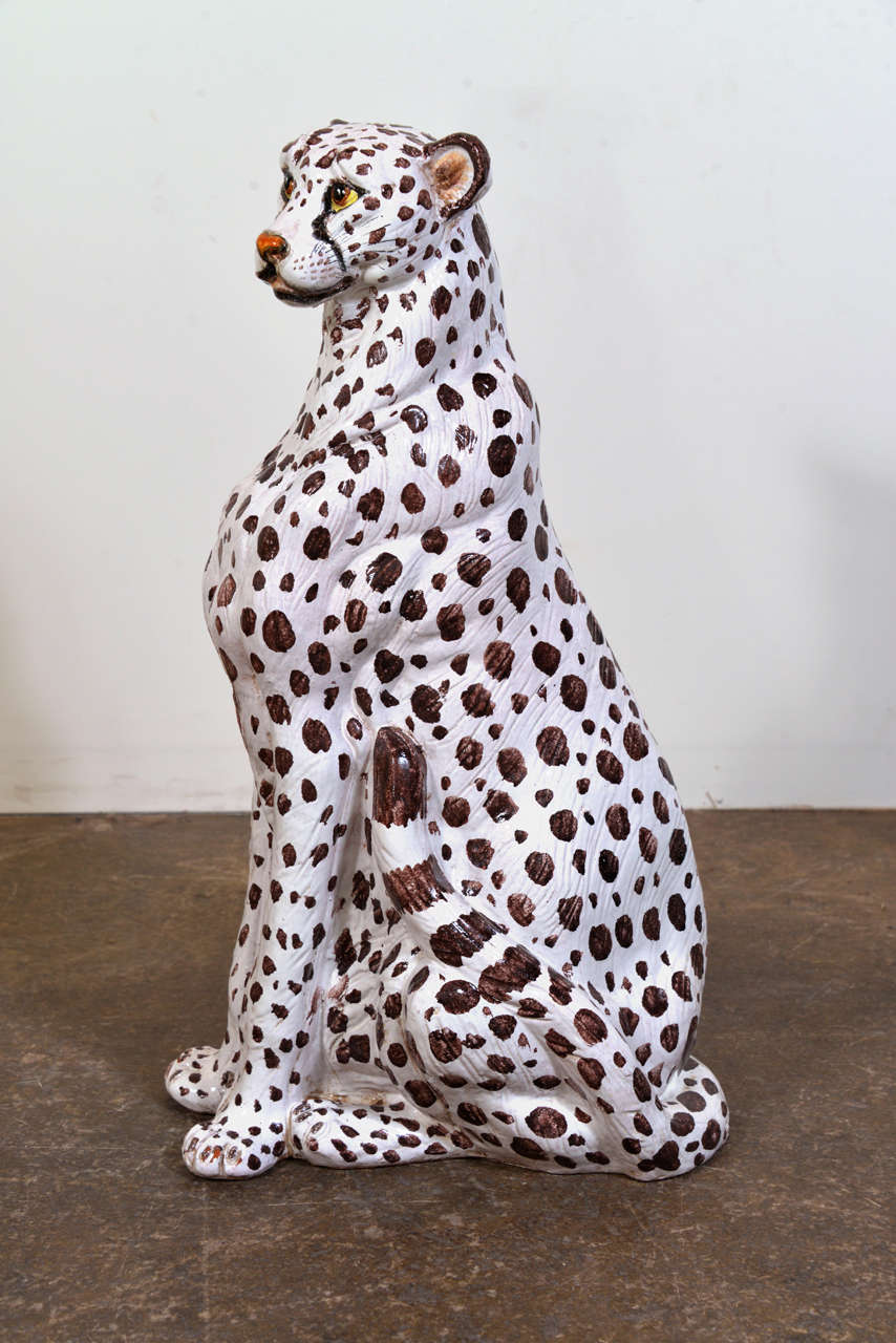 Vieux guépard en céramique italienne Bon état à Dallas, TX