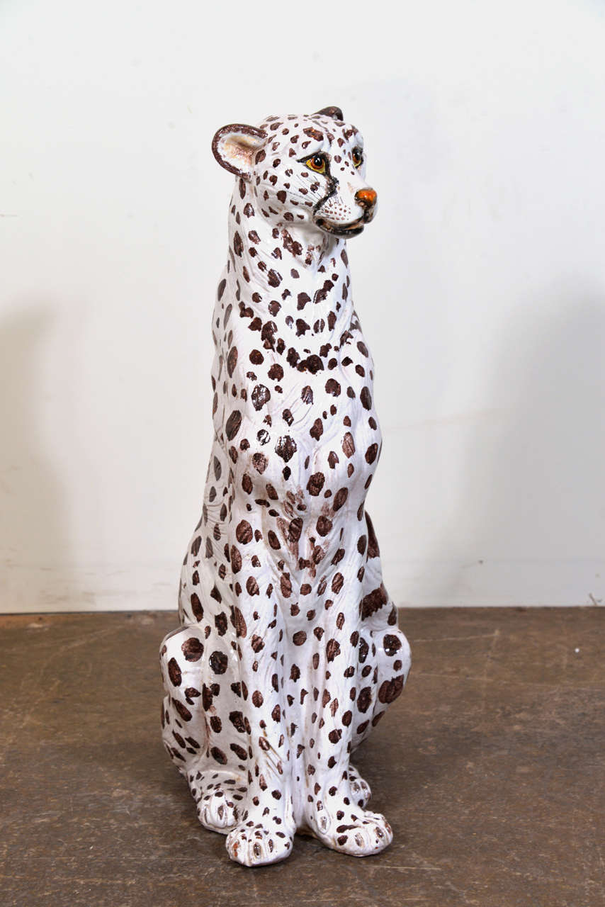 20ième siècle Vieux guépard en céramique italienne