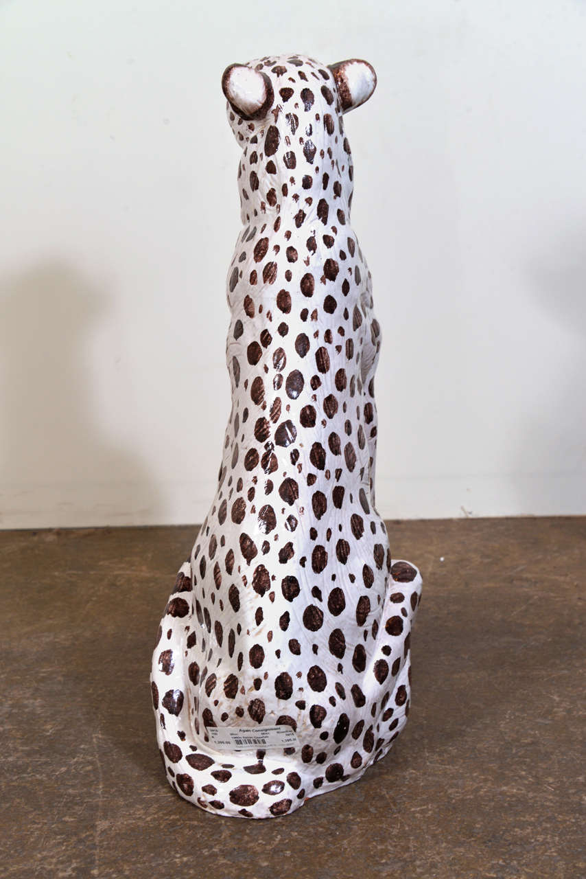 Vintage Italian Ceramic Cheetah In Good Condition In Dallas, TX