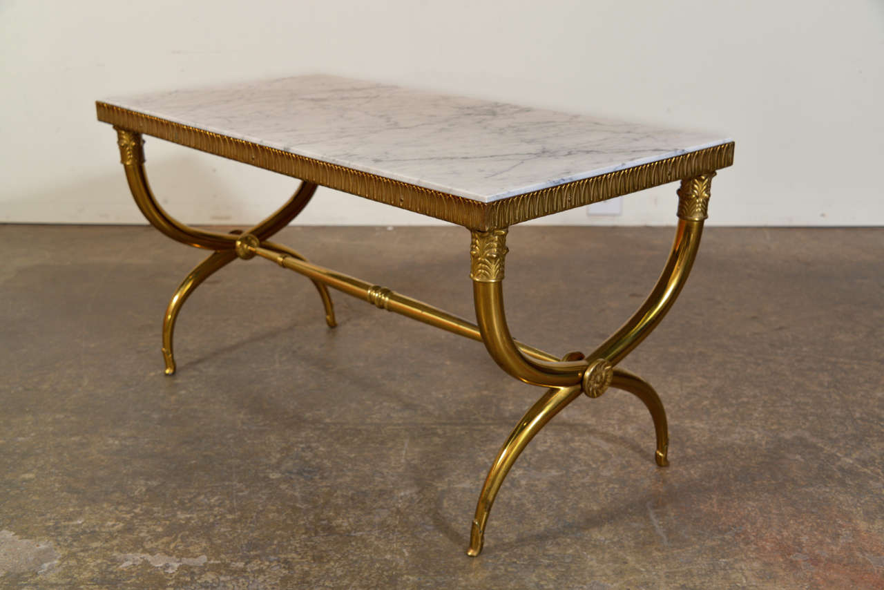 French Curule Brass Cocktail Table at 1stDibs