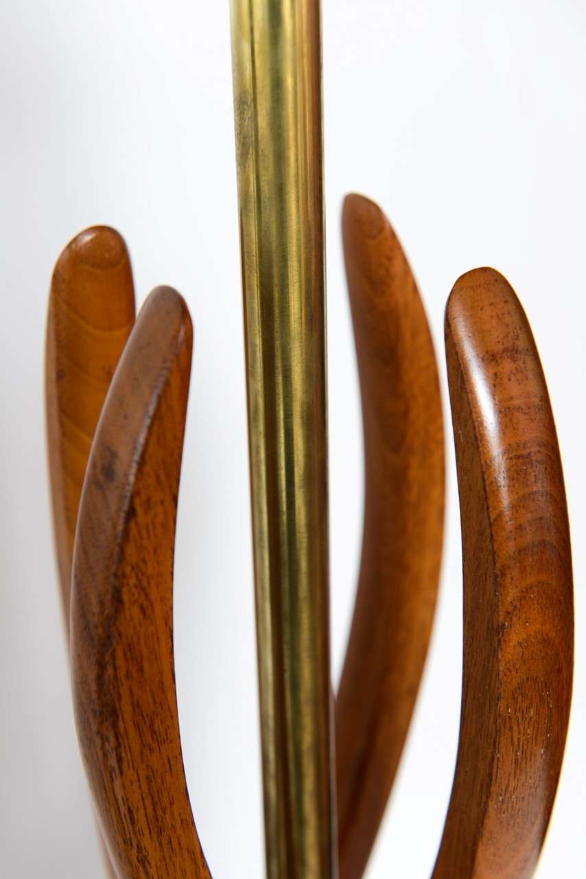 Beautiful Mid Century Modern Danish Style Teak Wood Table Lamps at