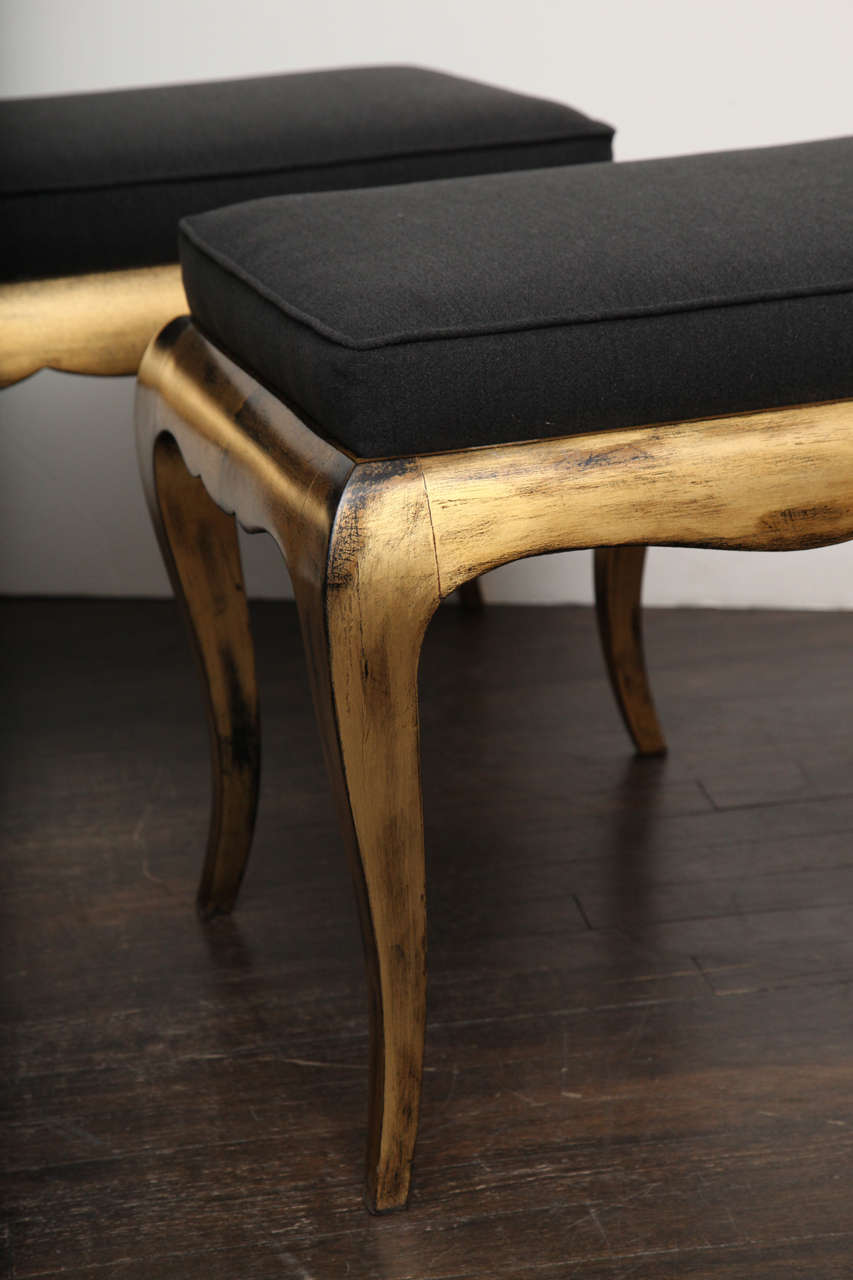 French Elegant Pair of Upholstered Benches