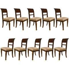 Set of Ten Faux Rosewood Neo-Classic Dining Side Chairs