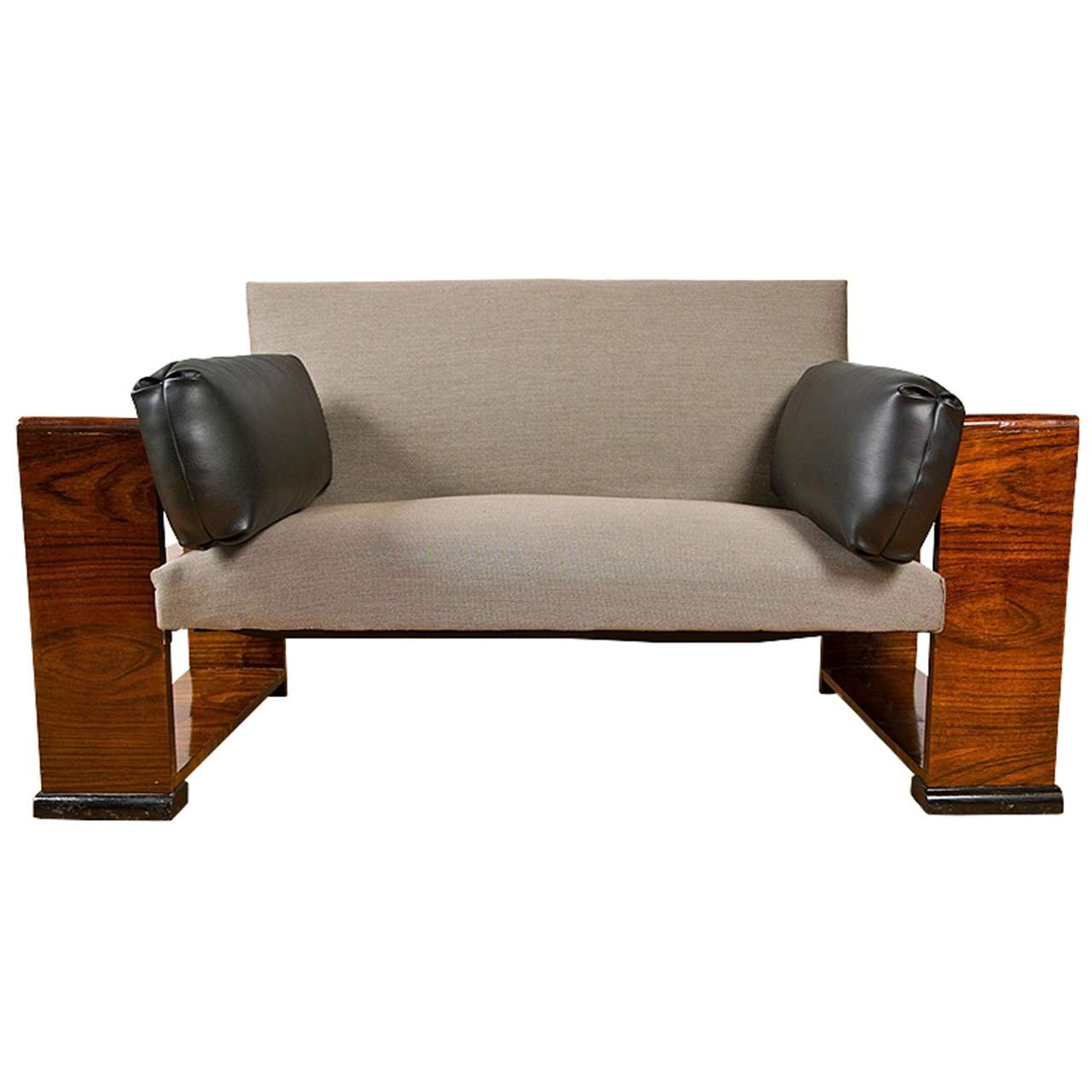 French Art Deco Style Settee With End Tables For Sale