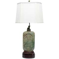 Extraordinary Vintage Asian Carved Soapstone Table Lamp