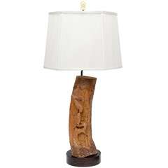  Love Birds Japanese Carved Tree Trunk Table Lamp