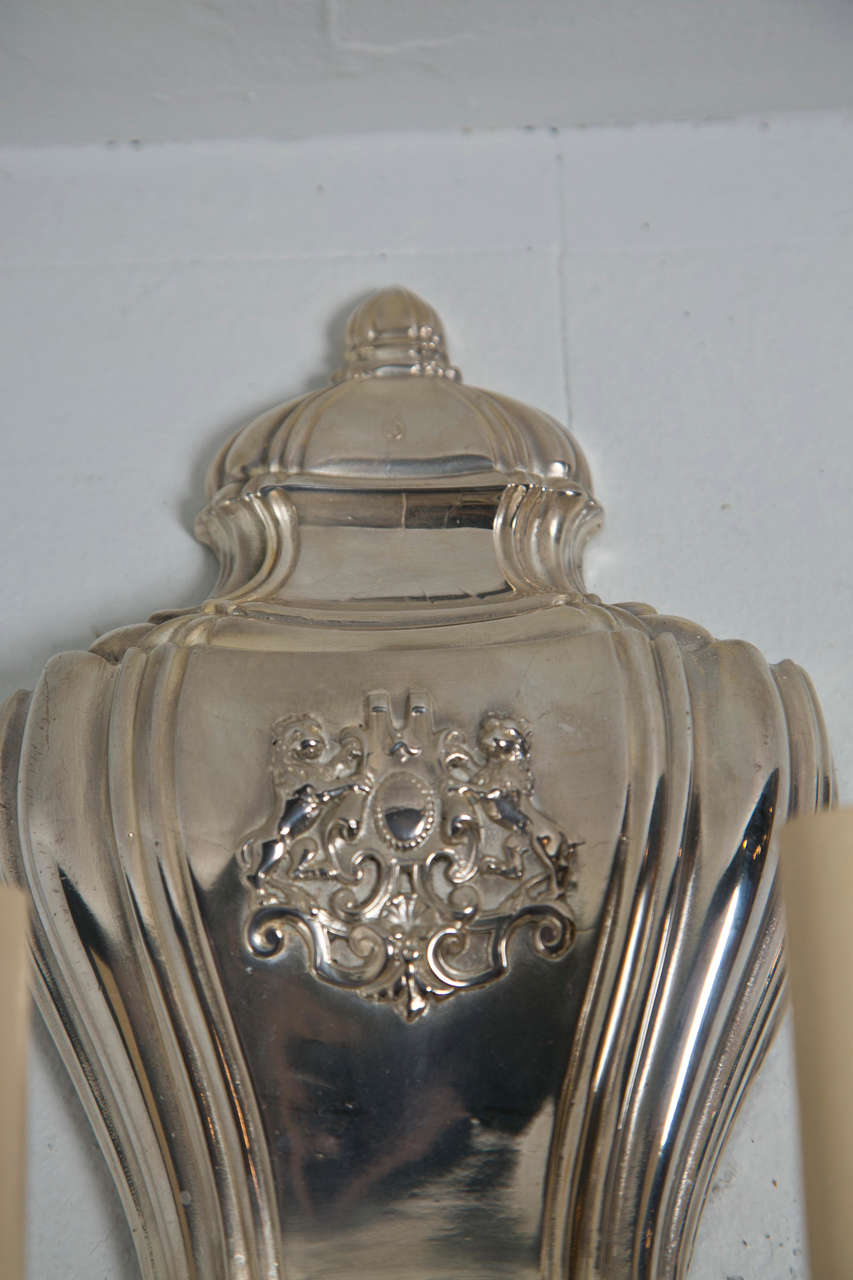Pair of Caldwell Silverplated Sconces In Excellent Condition For Sale In Stamford, CT