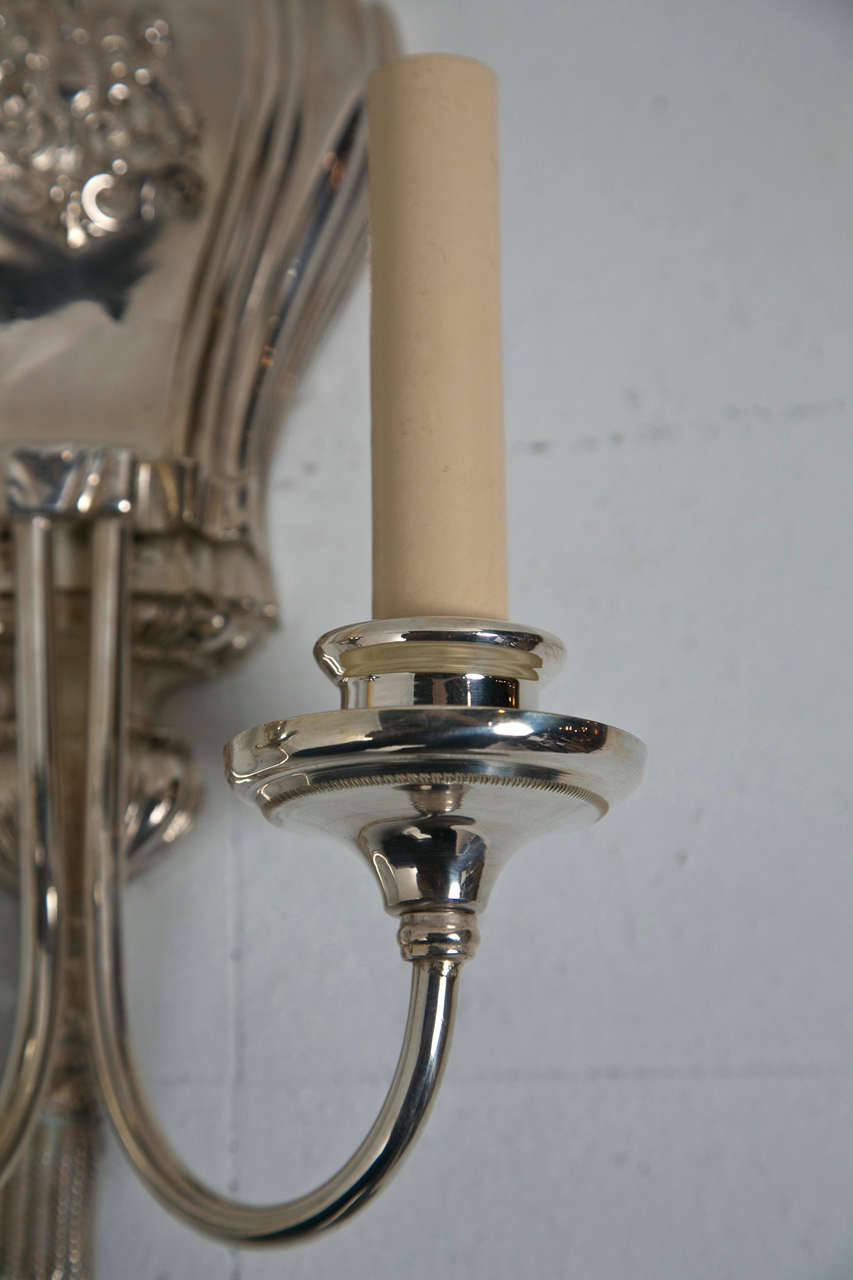 Pair of Caldwell Silverplated Sconces For Sale 1