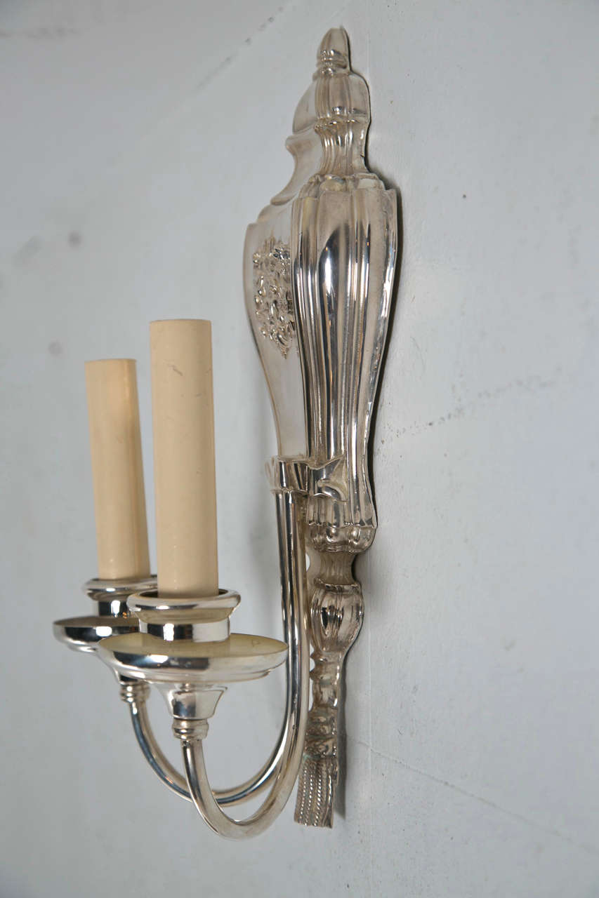 Pair of Caldwell Silverplated Sconces For Sale 2