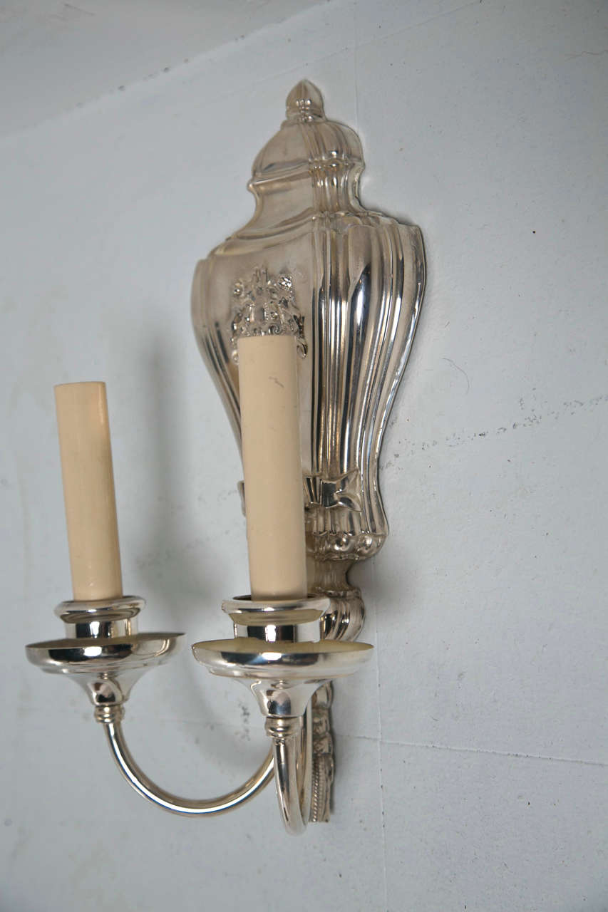 Pair of Caldwell Silverplated Sconces For Sale 3