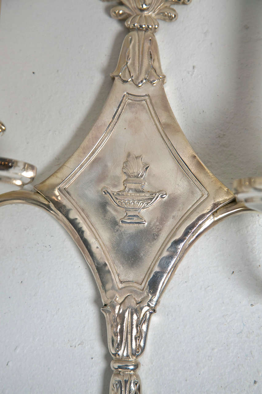 Caldwell Silverplated Sconces In Excellent Condition For Sale In Stamford, CT