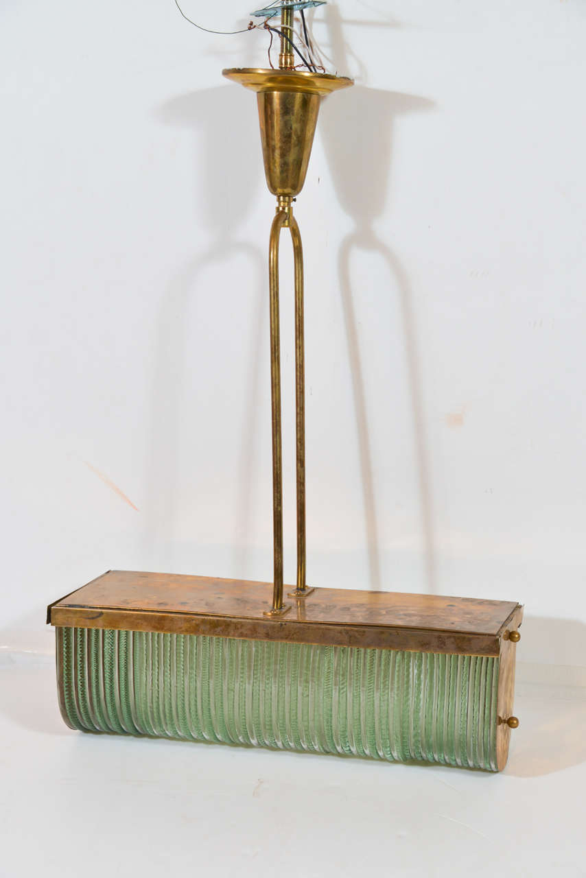 Fontana Arte Hanging Fixture, Italy, Circa 1950
Tinted glass, lacquered brass, two sockets
19