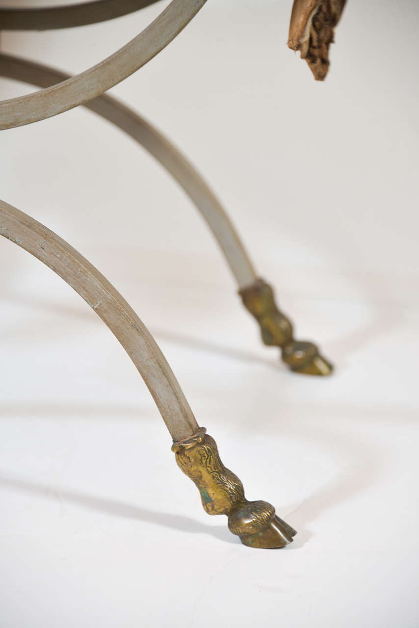 Brass Pair of Neoclassical Wrought Iron Curule Stools