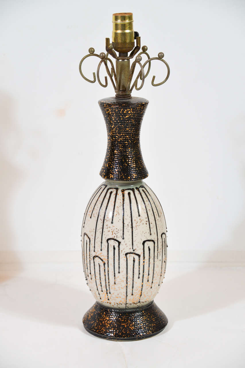 Pair of contemporary painted glass lamps For Sale at 1stDibs