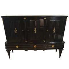 French Art Deco Black Lacquer Buffet French Art Deco Black Lacquer Buffet