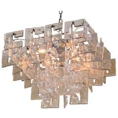 Interlocking "C" Murano glass chandelier by Mazzega
