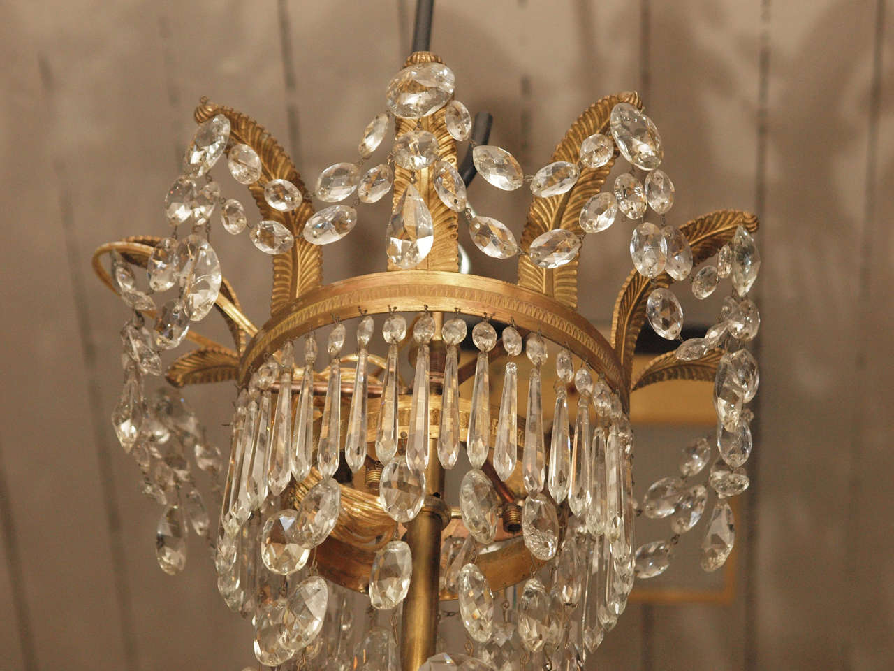 18th Century and Earlier 18th Century French Empire gilt bronze and crystal chandelier