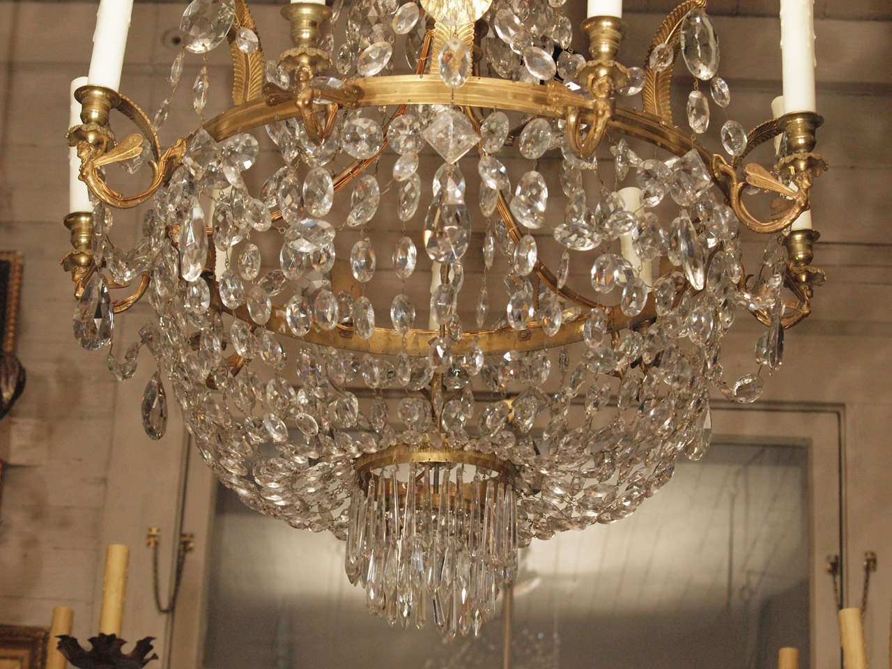 Ormolu 18th Century French Empire gilt bronze and crystal chandelier