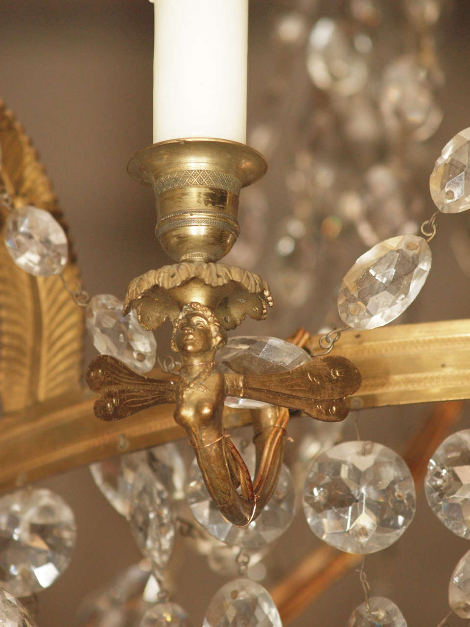 18th Century French Empire gilt bronze and crystal chandelier 2