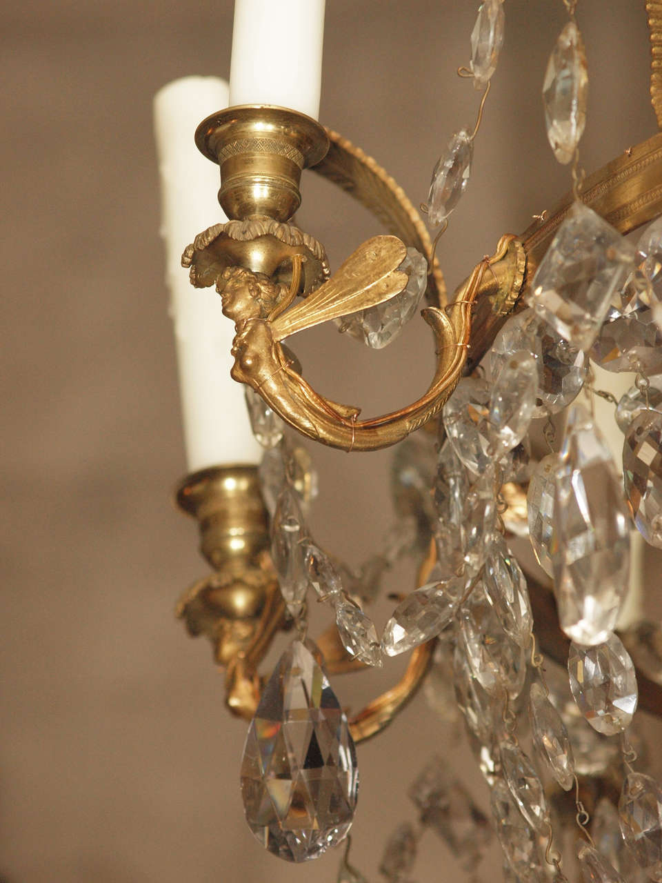 18th Century French Empire gilt bronze and crystal chandelier 4