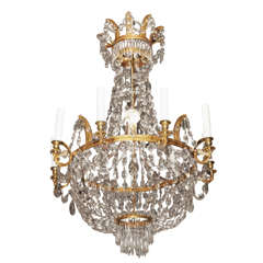 18th Century French Empire gilt bronze and crystal chandelier