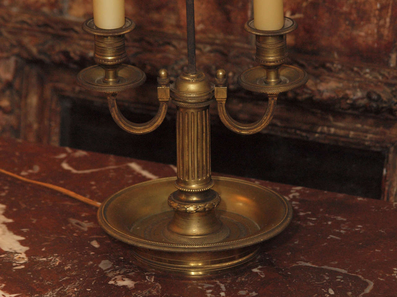 Bronze  French bronze dore bouillotte  lamp with tole shade