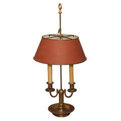  French bronze dore bouillotte  lamp with tole shade