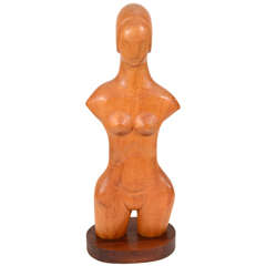 Cubist Inspired Female Form Wood Sculpture