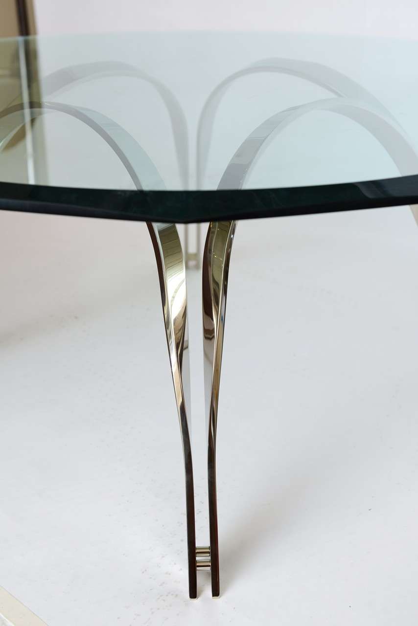 Mid-Century Modern Roger Sprunger Style  Sculptural Silver/Glass Cocktail Table