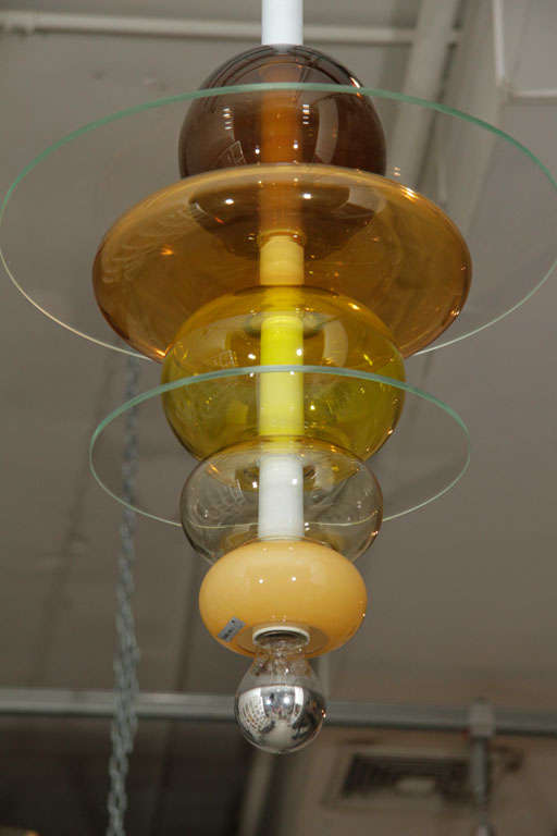 Multicolored amber stacked glass Firenze ceiling light.