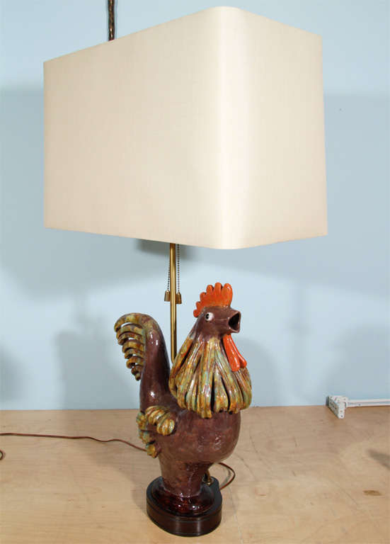 Large Ceramic Rooster Lamp 3