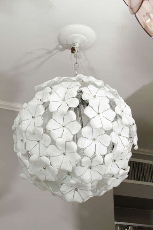 20th Century Murano Glass Lotus Flower Chandelier