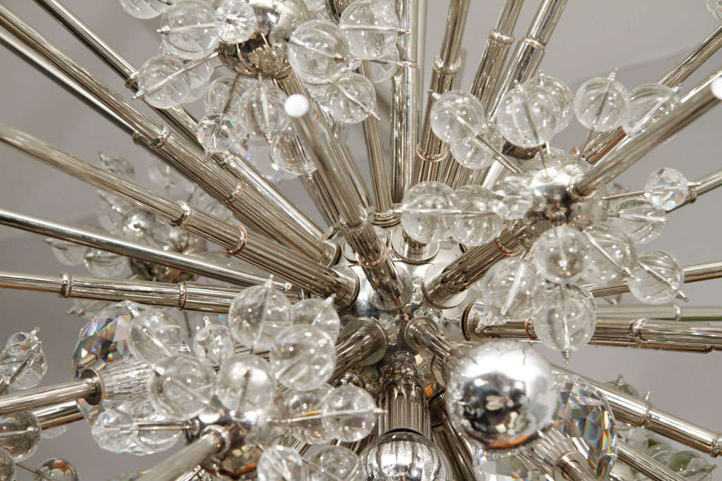 Brass Large Custom Handmade Crystal Sputnik For Sale