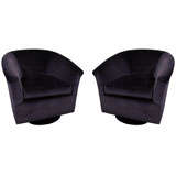Pair of Purple Milo Baughman Swivel Chairs