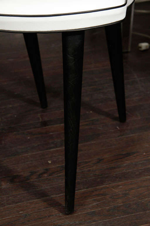 White and Black Leather Oval Back Chair