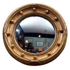 Old Federal Style Giltwood Convex Mirror