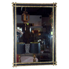 From the Estate of June Havoc-Black & Gold Faux Bamboo Mirror