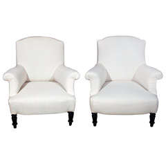 Pair of Superb Large French Square Shaped Back Chairs Pair of Superb Large French Square Shaped Back Chairs