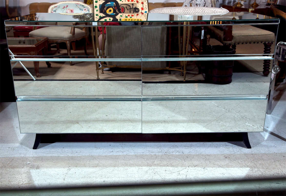 Fabulous Mid Century Mirrored Six Drawer Chest/Sideboard