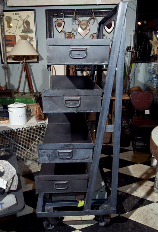 Industrial Steel Shelf on Wheels 2