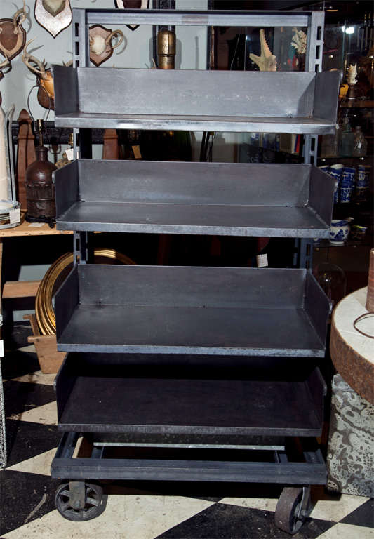Industrial Steel Shelf on Wheels 3