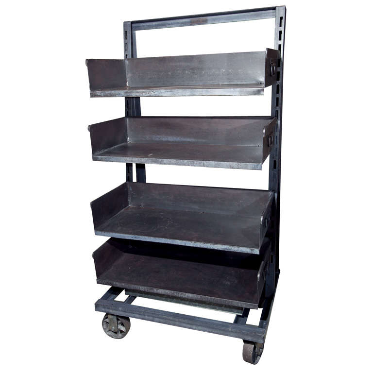 Industrial Steel Shelf on Wheels