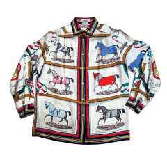 Vintage Hermes Equestrian Silk Blouse presented by funkyfinders