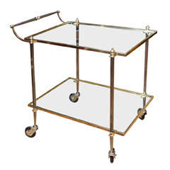 Elegant French Mid-Century Brass Bar Cart 9