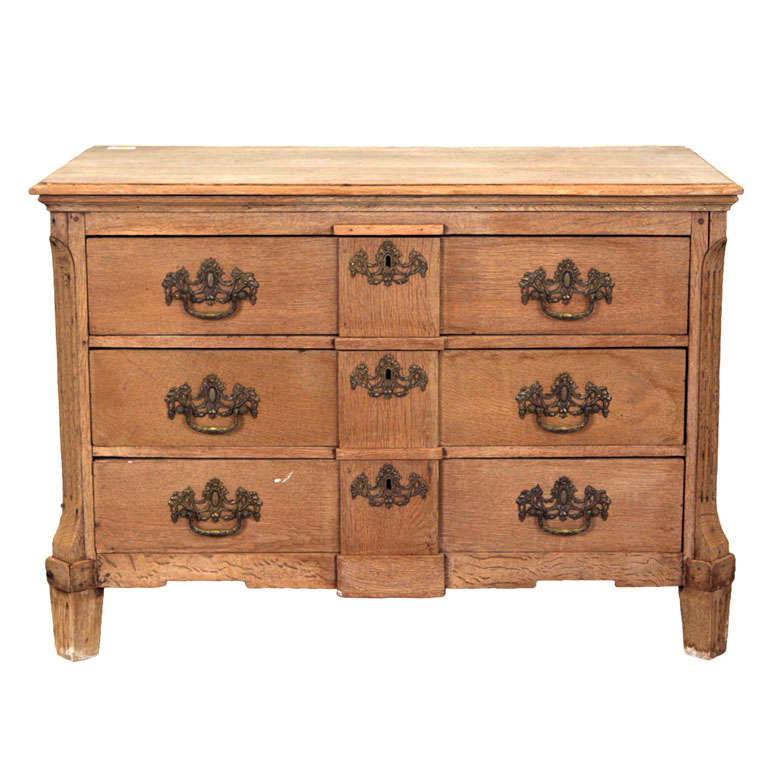 19th Century Belgian Hand-Carved Oak Commode For Sale